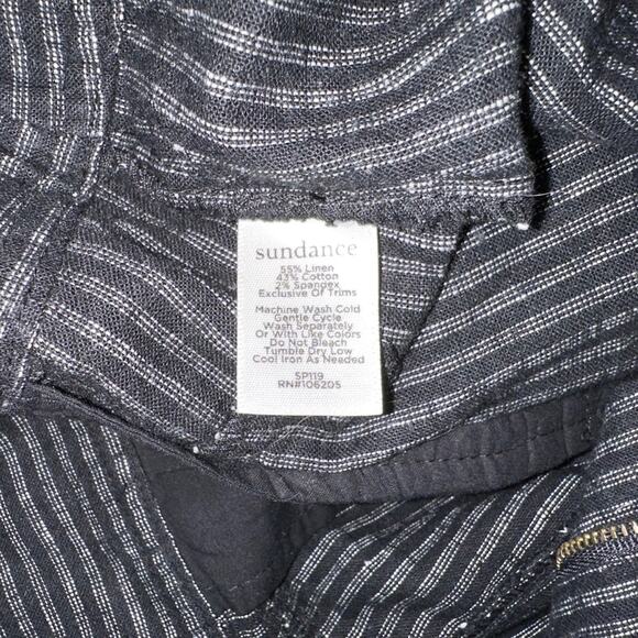 Sundance Amelia Linen Blend Black Pinstripe Pants 14 - Picture 6 of 10